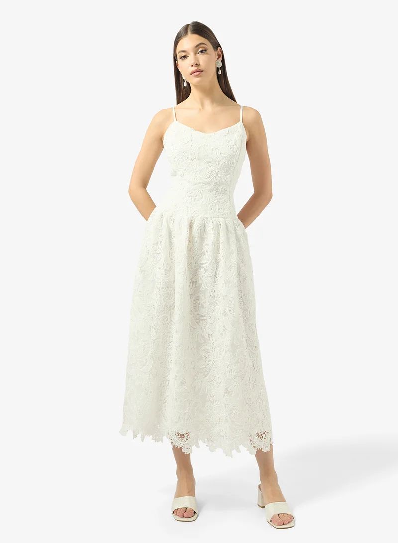 Just Me  Strappy Lace Detailled Midi Dress for Women | Best Price UAE